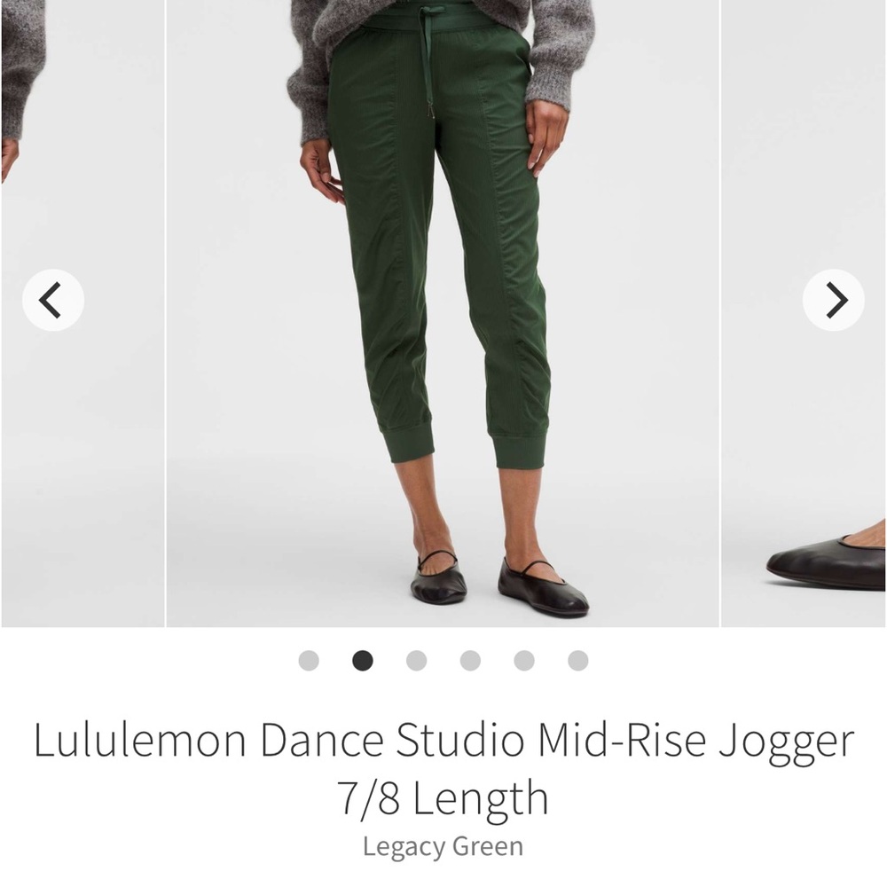 Lululemon Dance Studio MR Joggers Legacy Green 25” 7/8 Sz 2